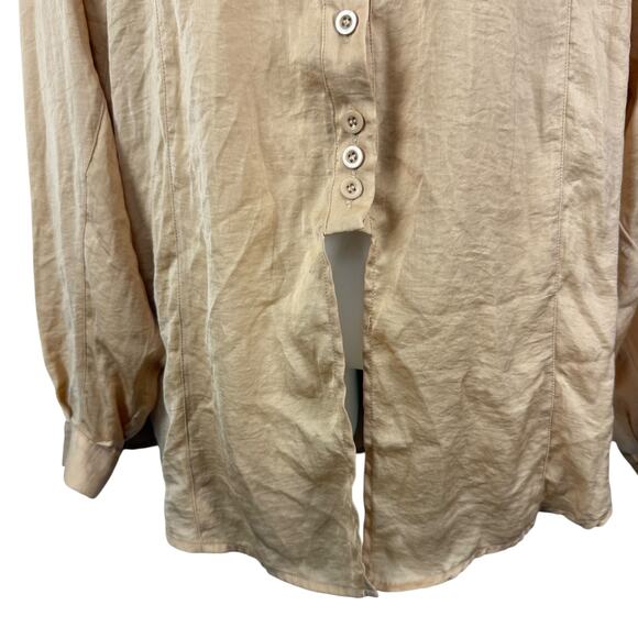 Davi & Dani Womens Satin Balloon Long Sleeve Button Up Collared Shirt Top sz M - Picture 6 of 16